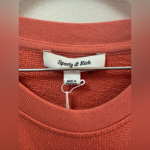NWT Sporty & Rich Serif Logo Soft Crewneck Sweatshirt | Women’s Casual Pullover - Picture 7 of 9